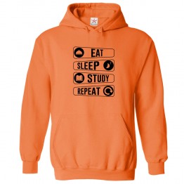 Eat Sleep Study Repeat Kids and Adults Hoodie for Students Exams